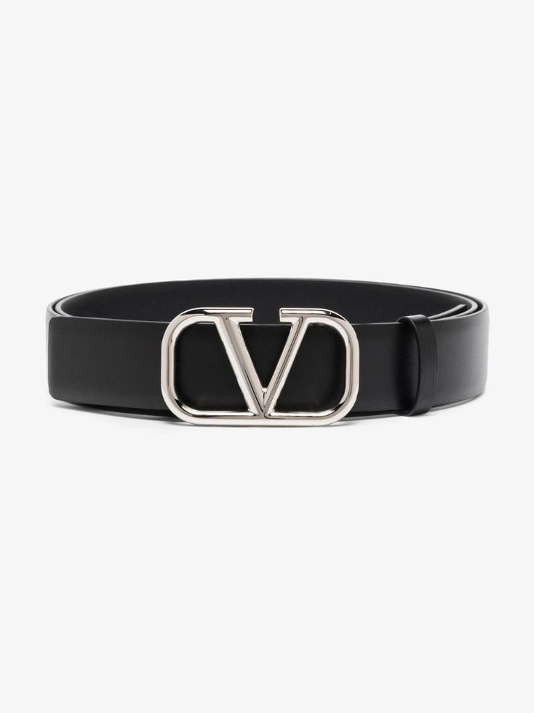Black Vlogo Signature Leather Belt