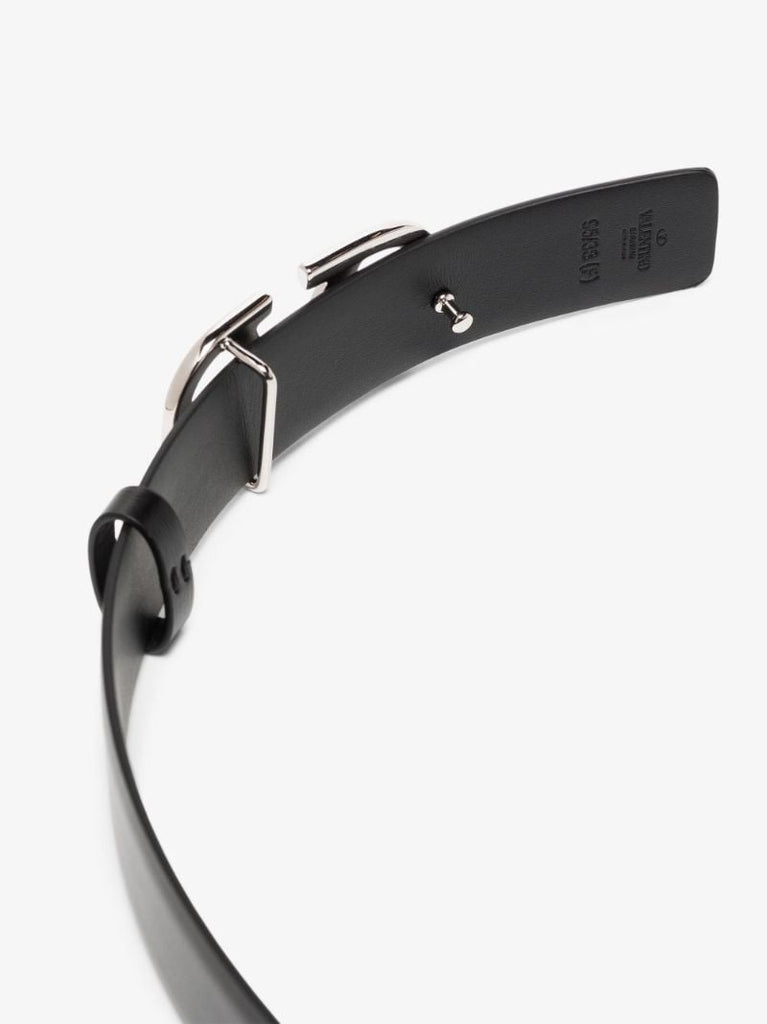 Black Vlogo Signature Leather Belt
