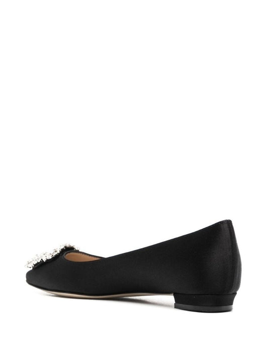 Black Hangisi Crystal Ballerina Shoes
