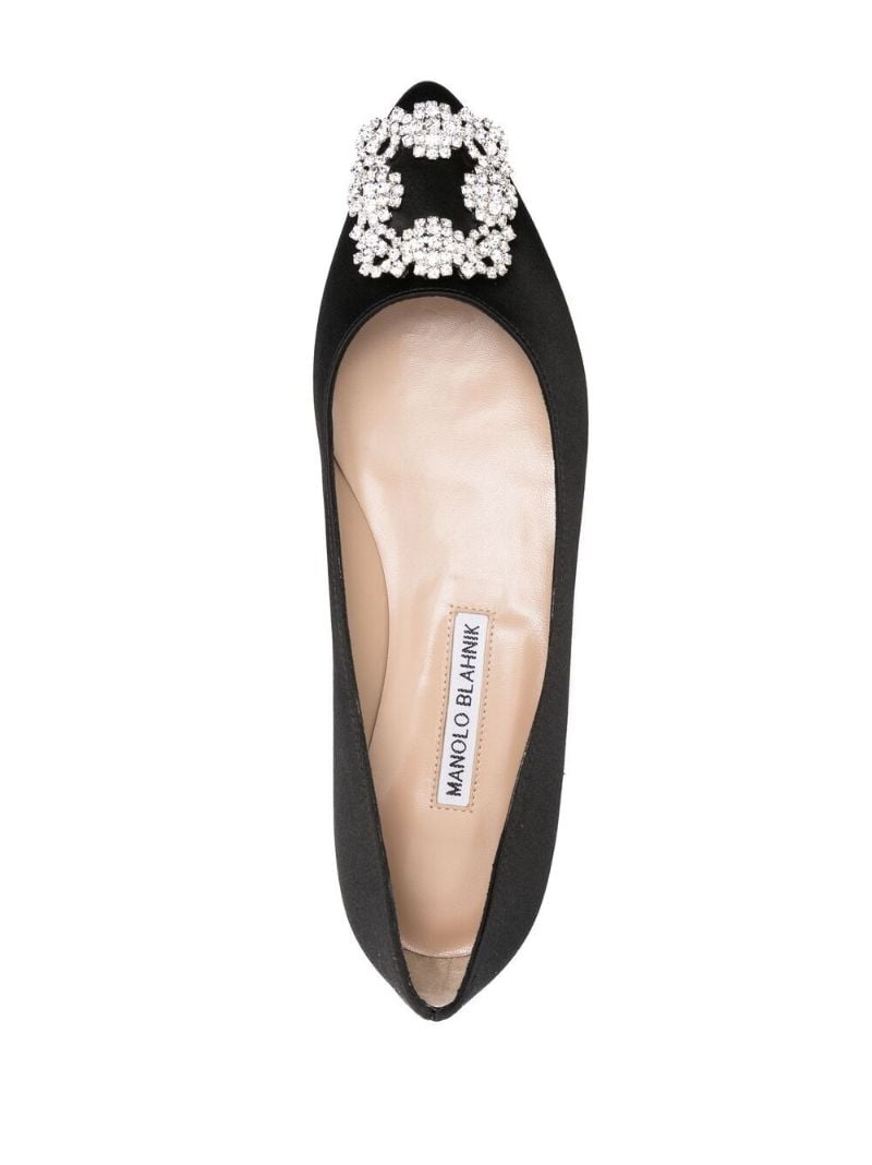 Black Hangisi Crystal Ballerina Shoes