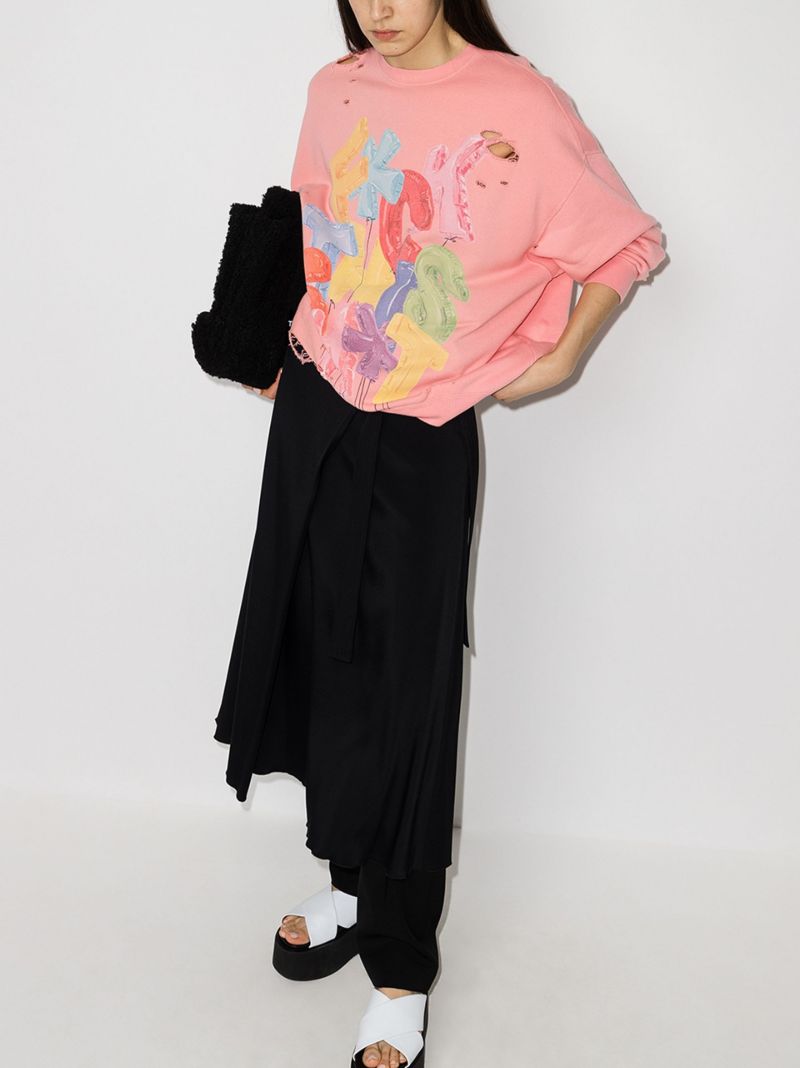 Distressed Cotton-blend Sweatshirt