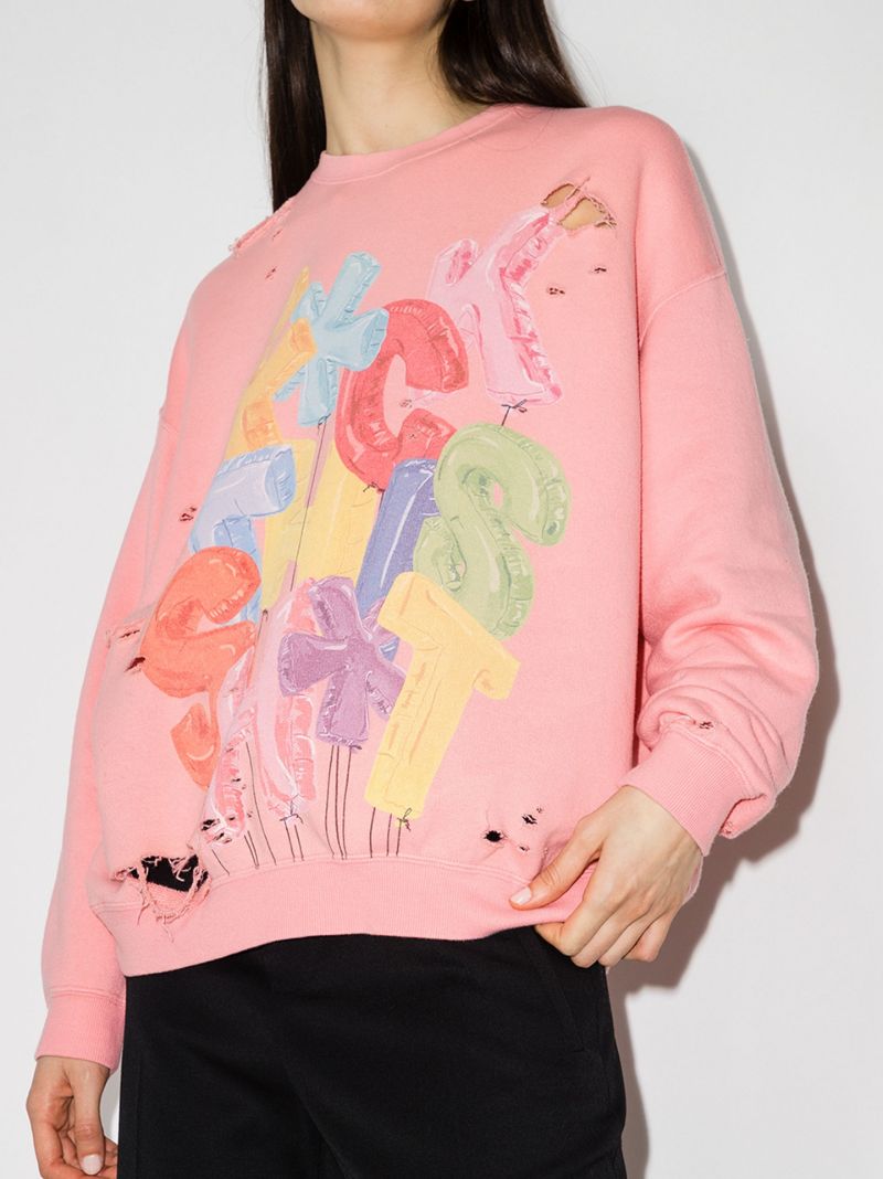 Distressed Cotton-blend Sweatshirt