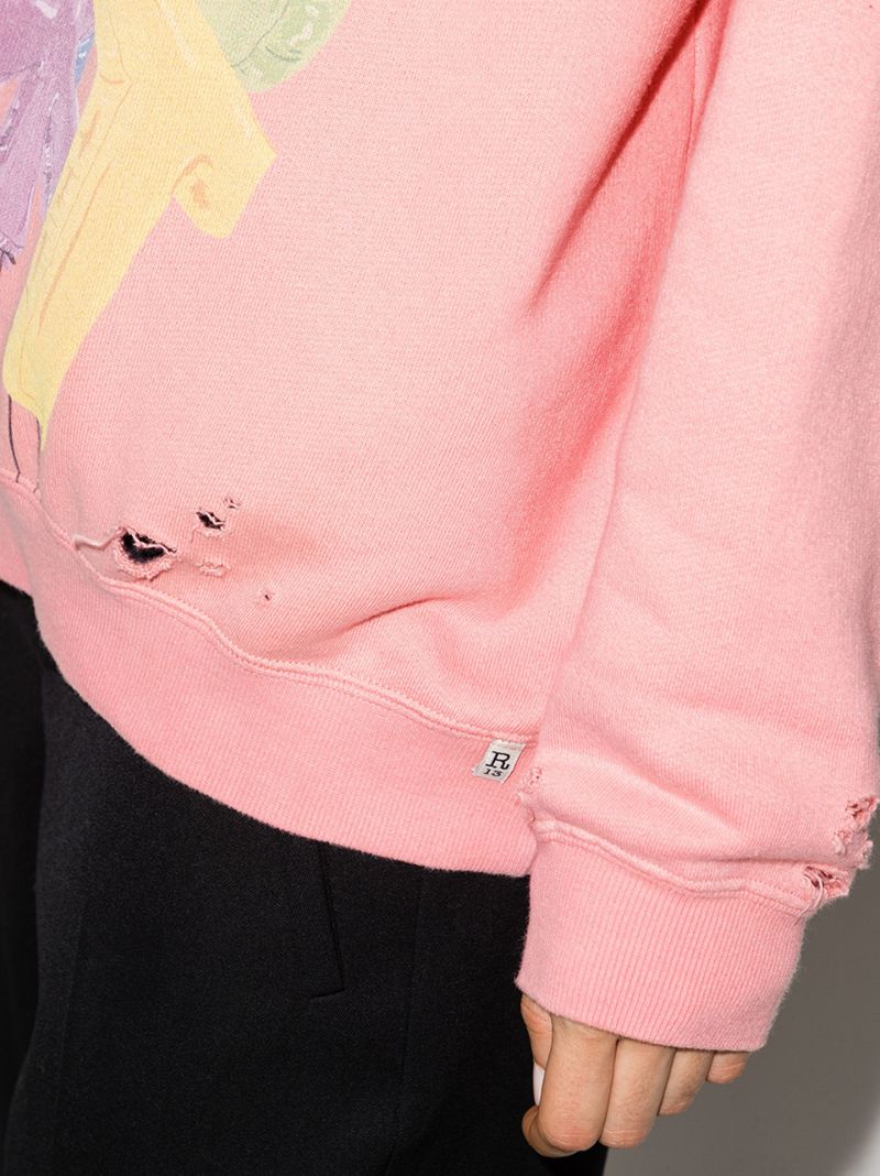 Distressed Cotton-blend Sweatshirt