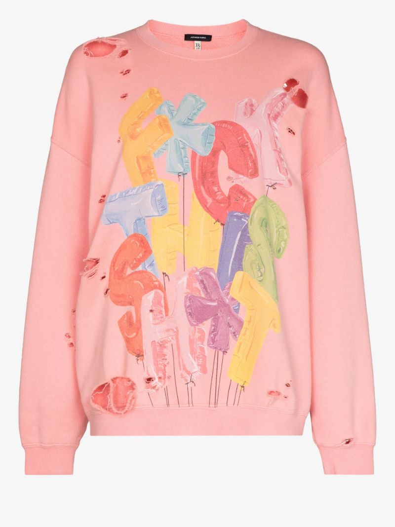 Distressed Cotton-blend Sweatshirt