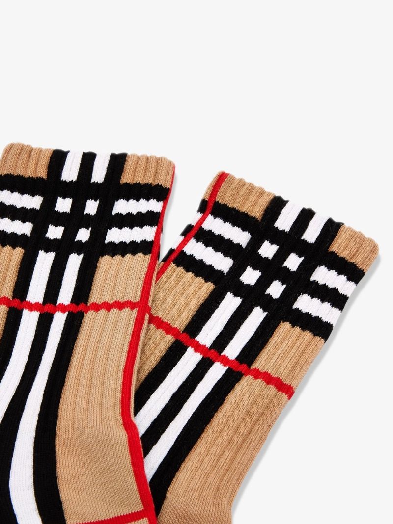 Neutral Vintage Check Cotton Socks