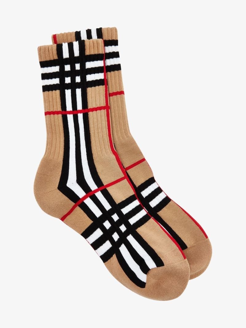 Neutral Vintage Check Cotton Socks