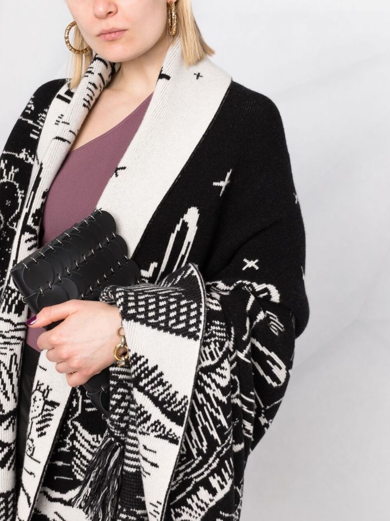 Intarsia-pattern Knitted Cape