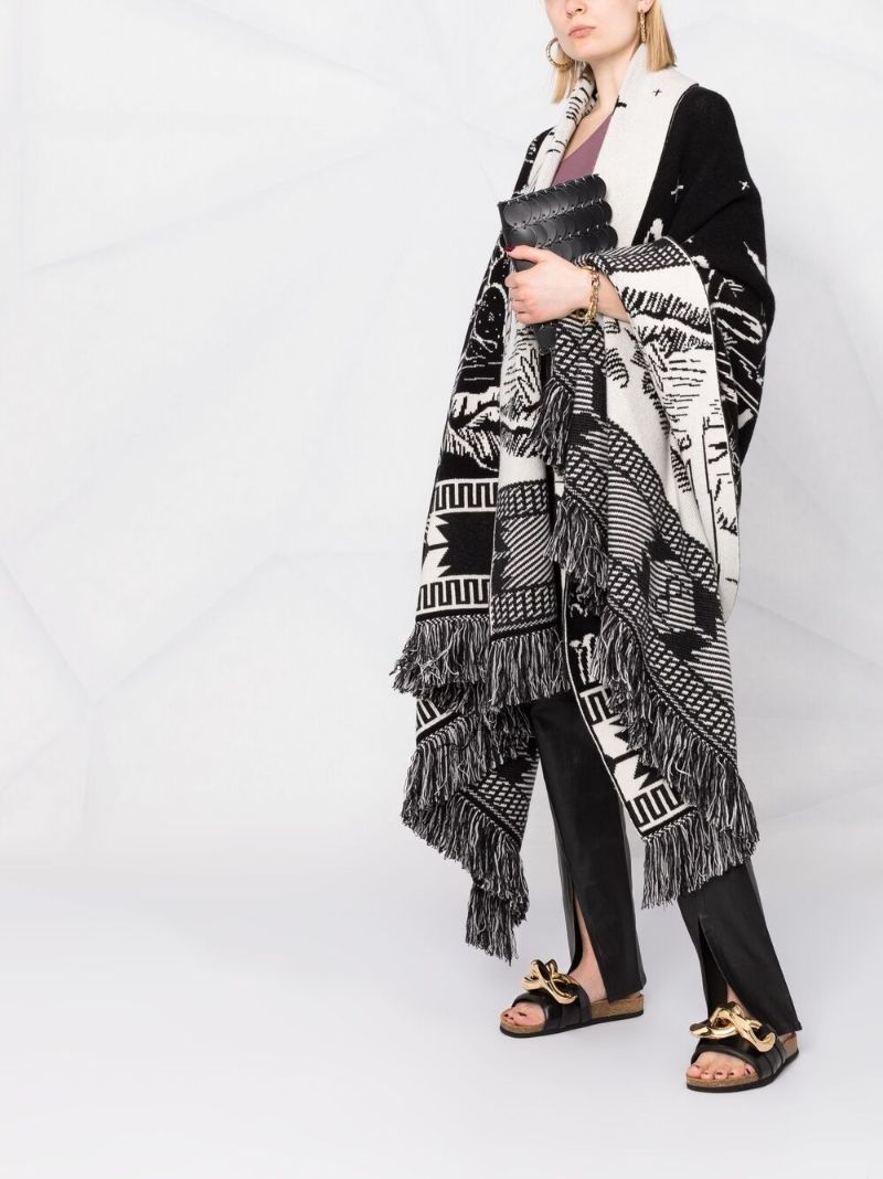 Intarsia-pattern Knitted Cape