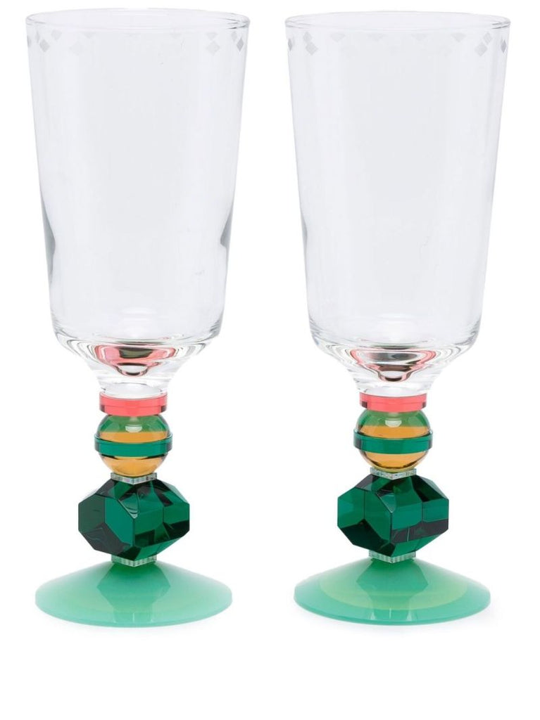 Green Mayfair Tall Crystal Glasses Set
