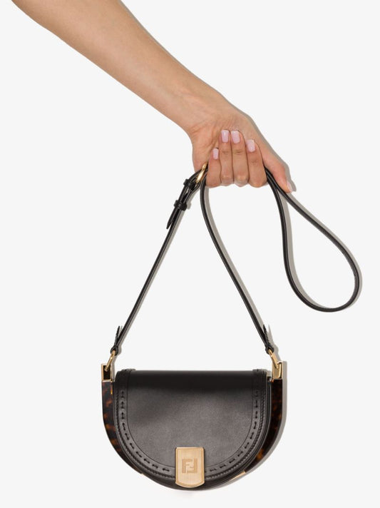 Black Moonlight Leather Cross Body Bag