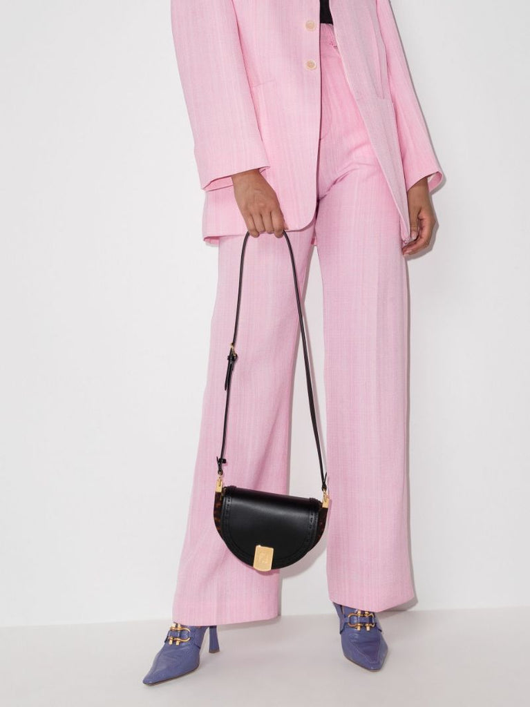 Black Moonlight Leather Cross Body Bag