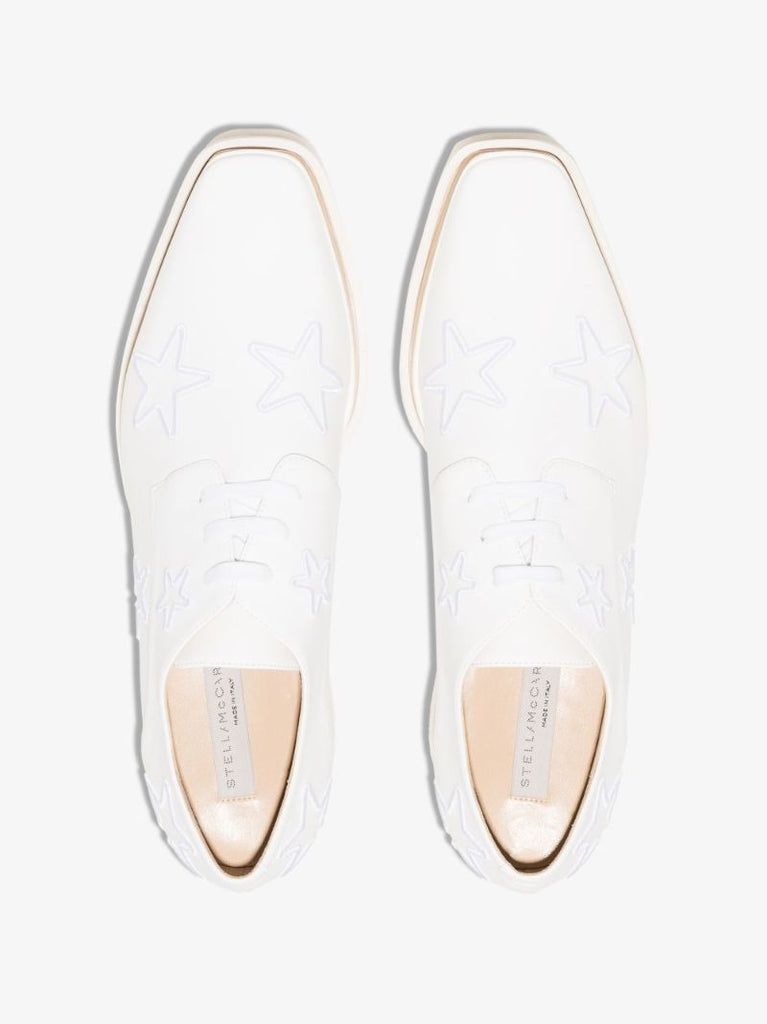 White Elyse Star Platform Derby Shoes
