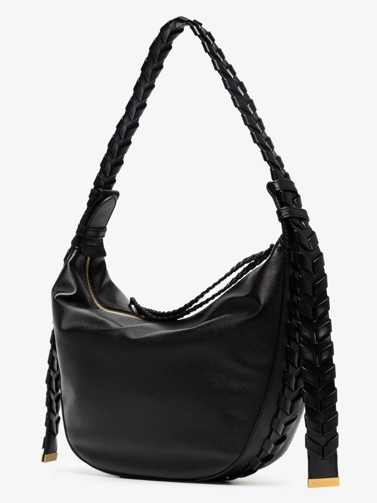 Black Faux Leather Braided Shoulder Bag