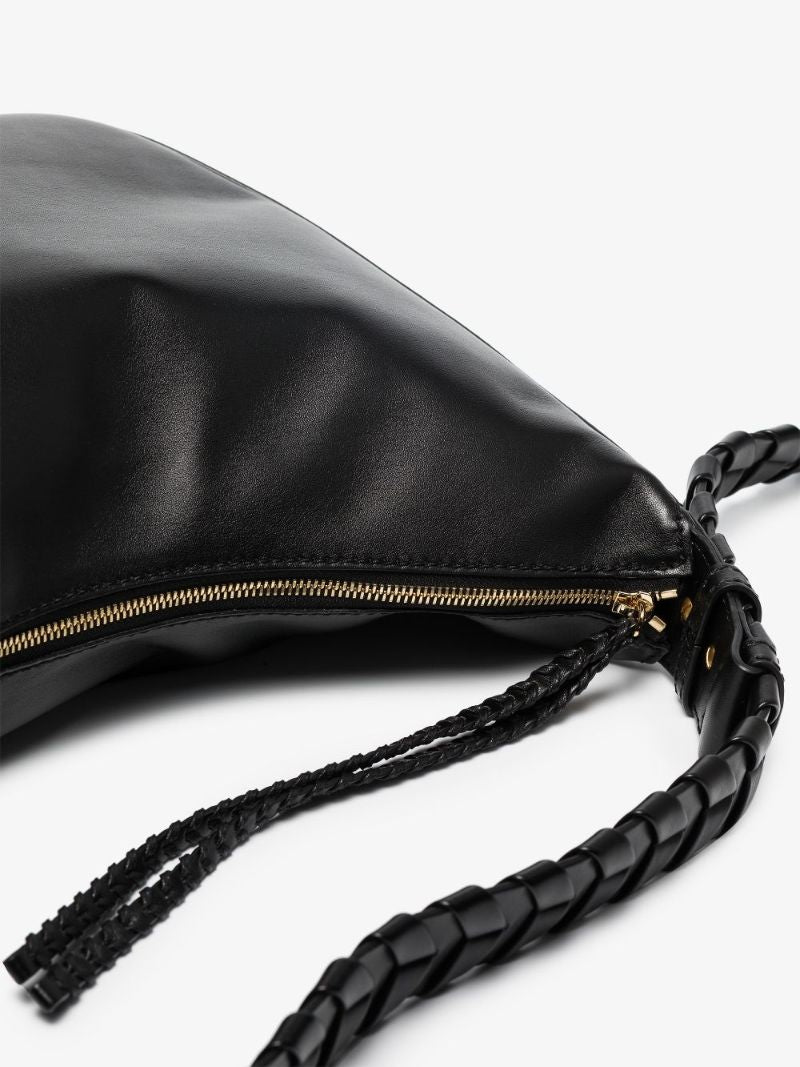 Black Faux Leather Braided Shoulder Bag