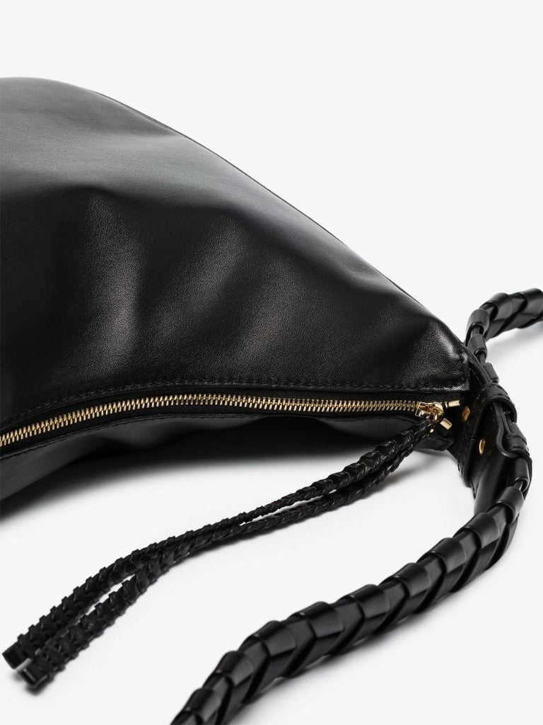 Black Faux Leather Braided Shoulder Bag