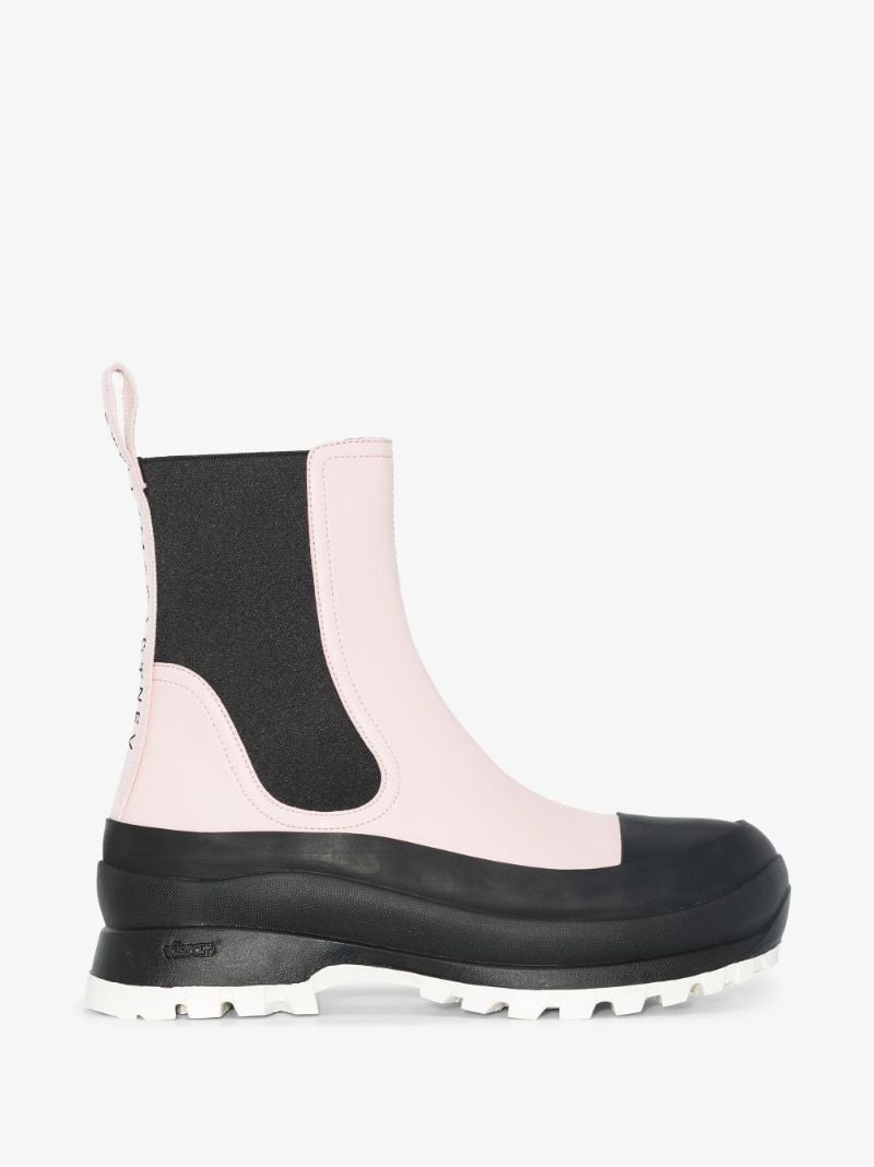 Pink and Black Trace Faux Leather Chelsea Boots
