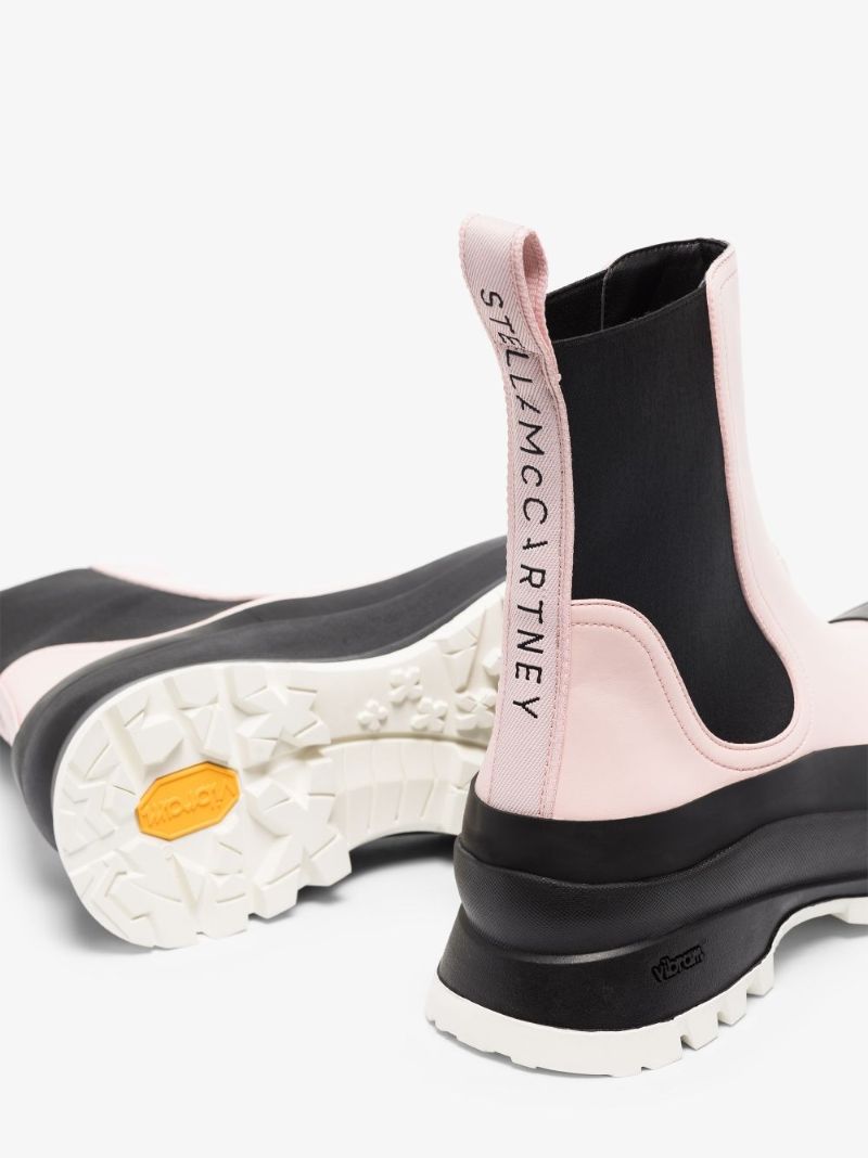 Pink and Black Trace Faux Leather Chelsea Boots