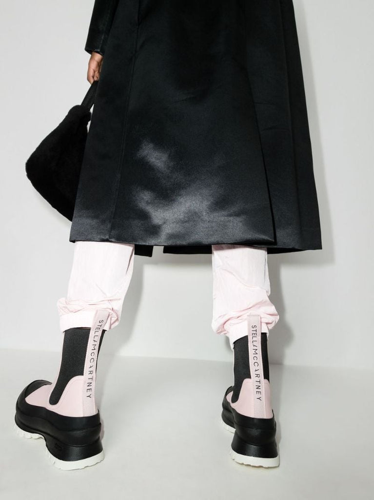 Pink and Black Trace Faux Leather Chelsea Boots