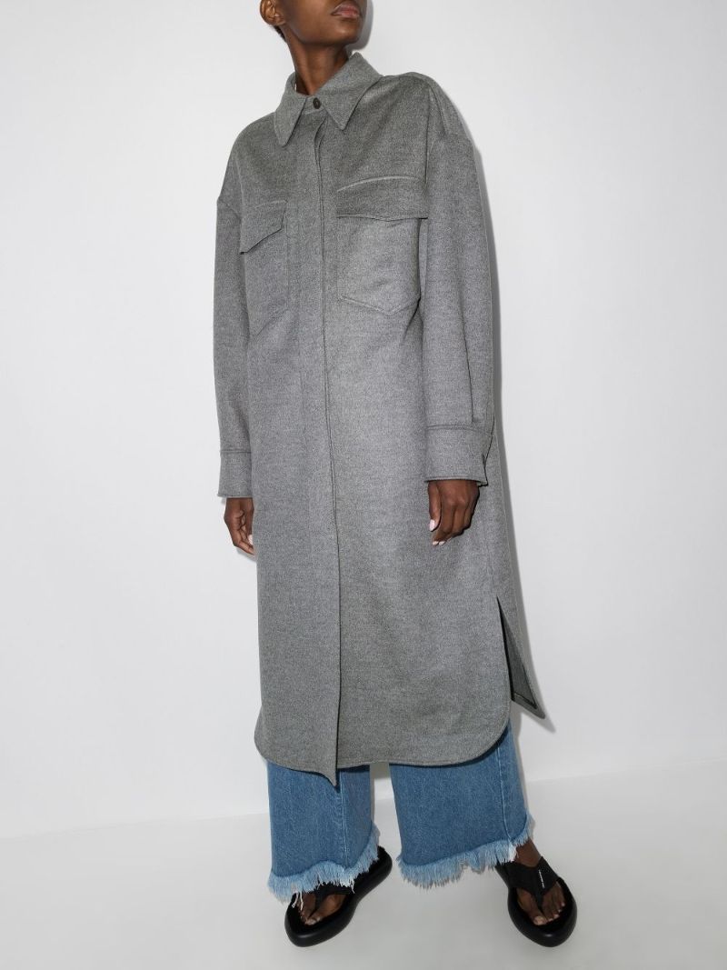 Long Wool Shirt Coat