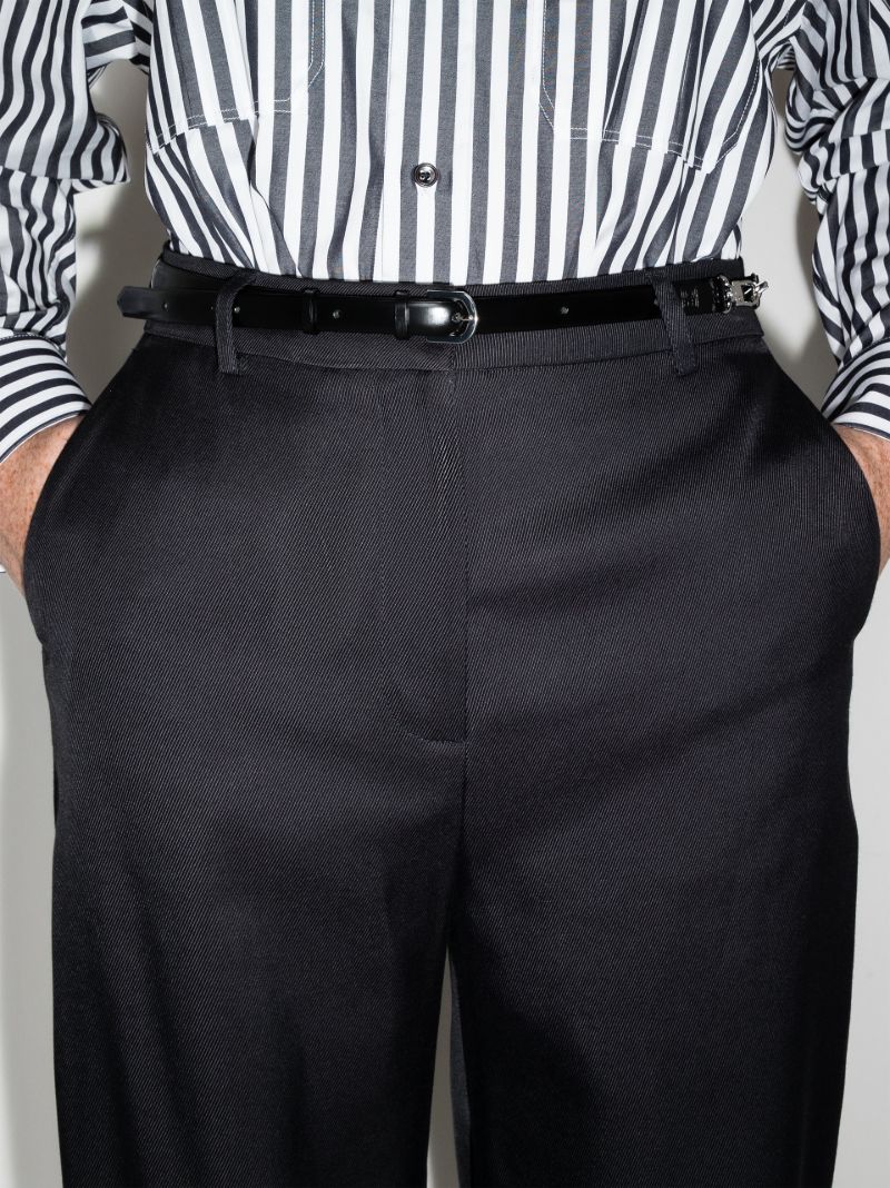 Black Double Clasp Leather Belt