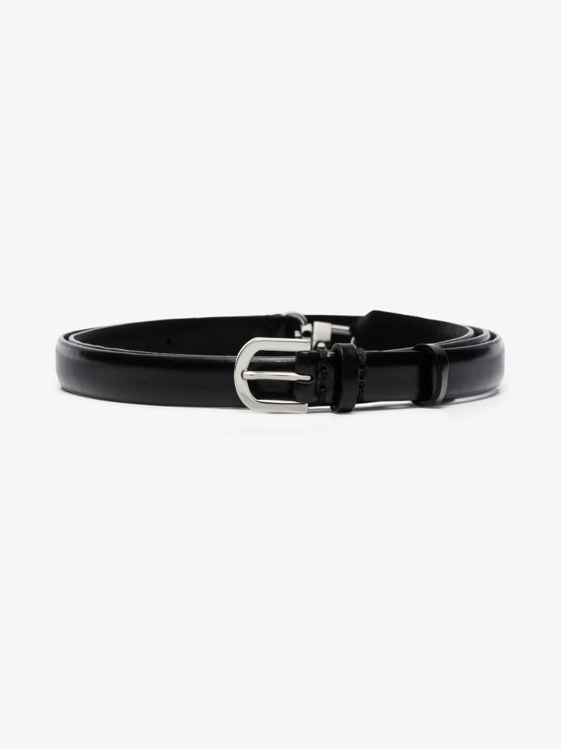 Black Double Clasp Leather Belt