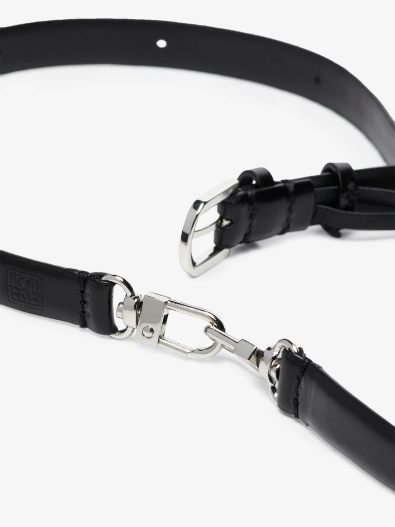 Black Double Clasp Leather Belt