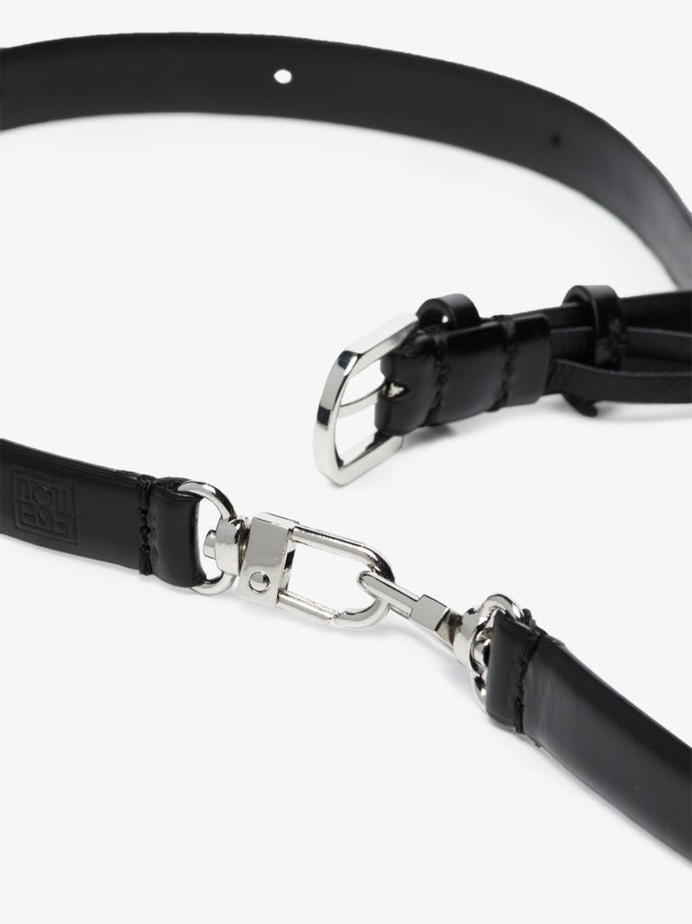 Black Double Clasp Leather Belt