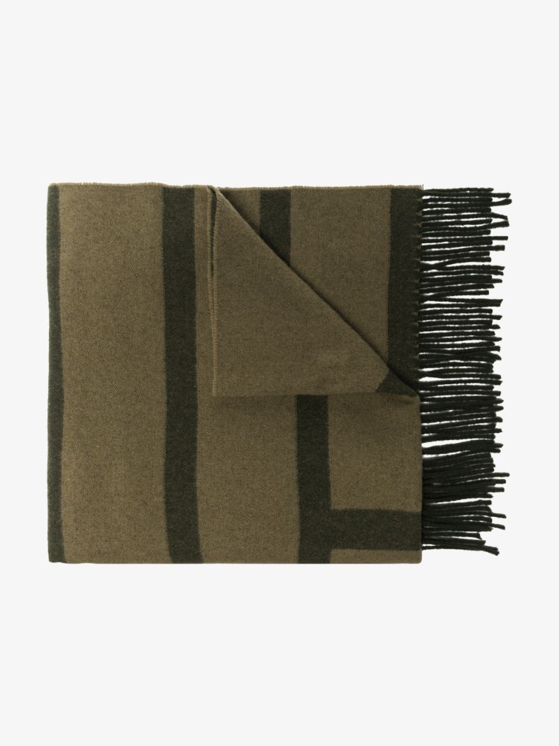 Neutral Monogram Virgin Wool Scarf