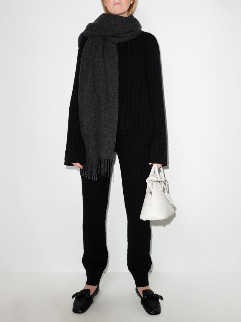 Grey Fringed Wool Scarf