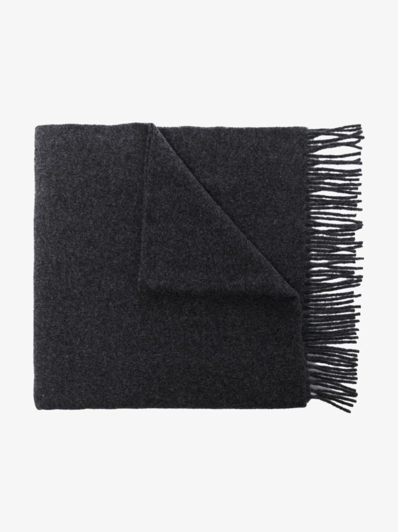 Grey Fringed Wool Scarf