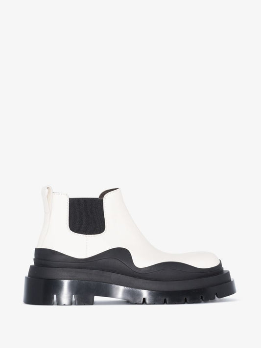 White Tire Leather Ankle Boots