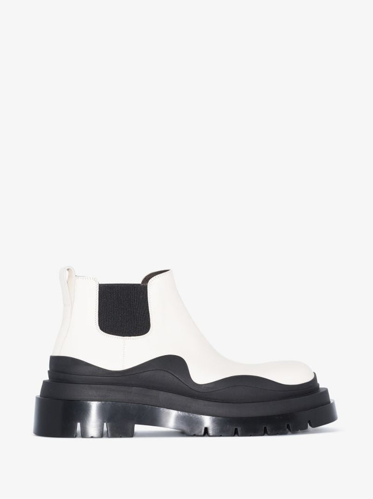 White Tire Leather Ankle Boots
