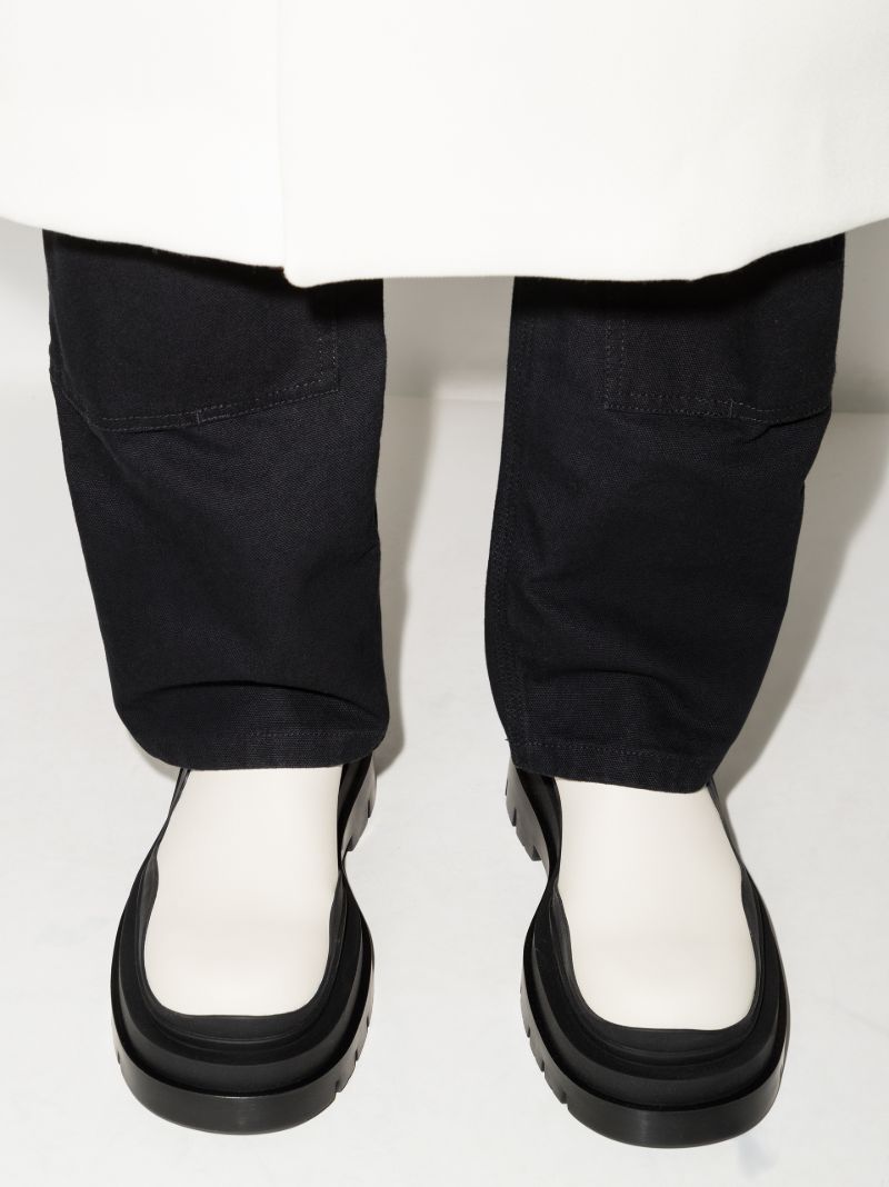 White Tire Leather Ankle Boots