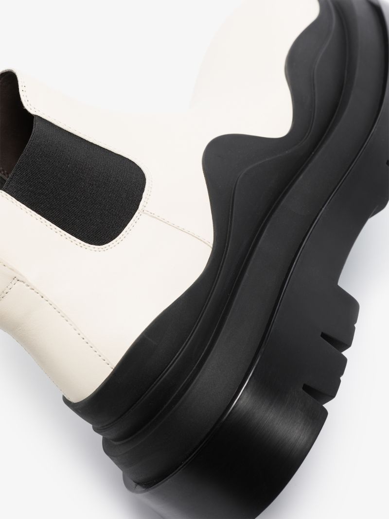 White Tire Leather Ankle Boots
