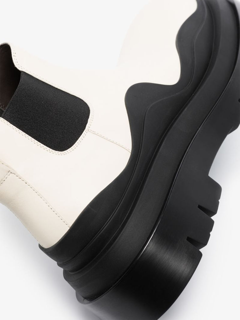 White Tire Leather Ankle Boots