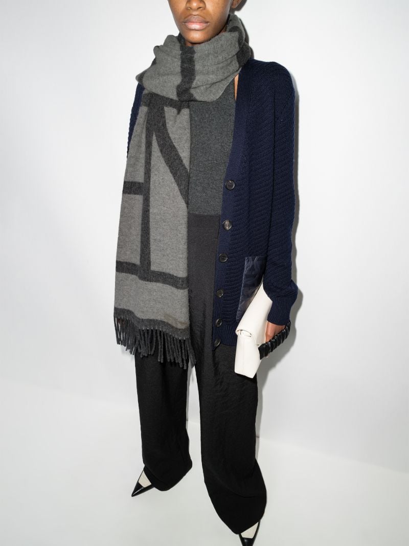 Grey Monogram Virgin Wool Scarf