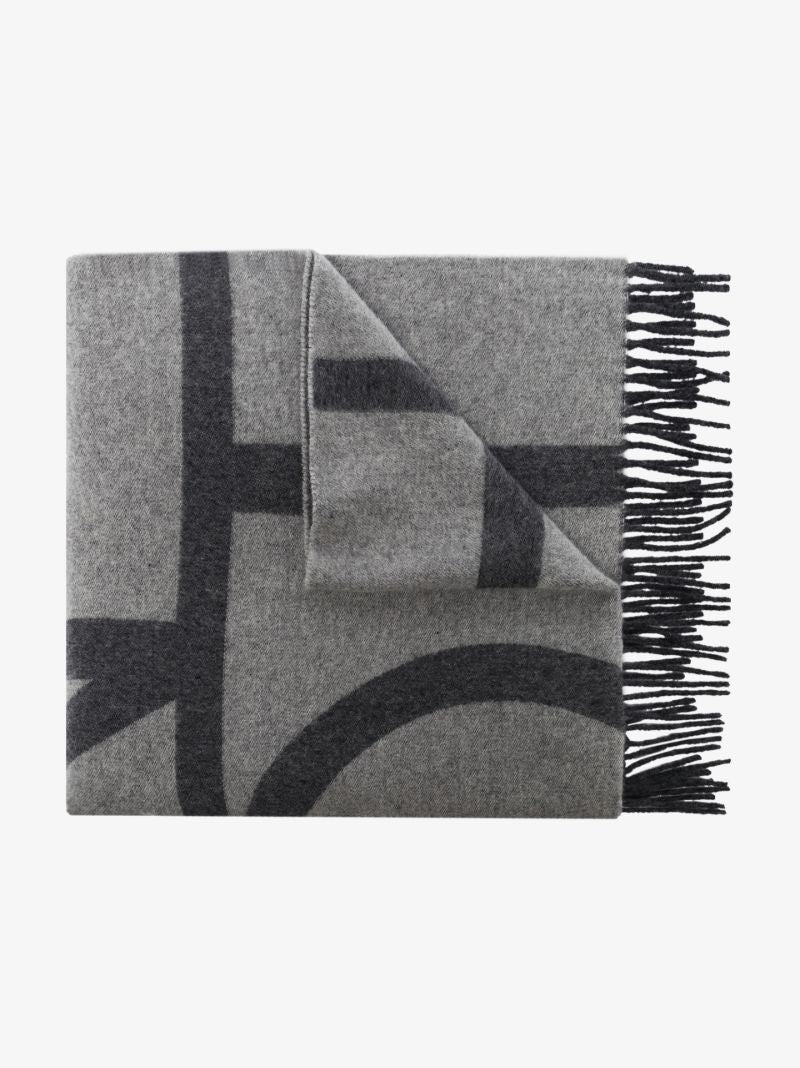 Grey Monogram Virgin Wool Scarf