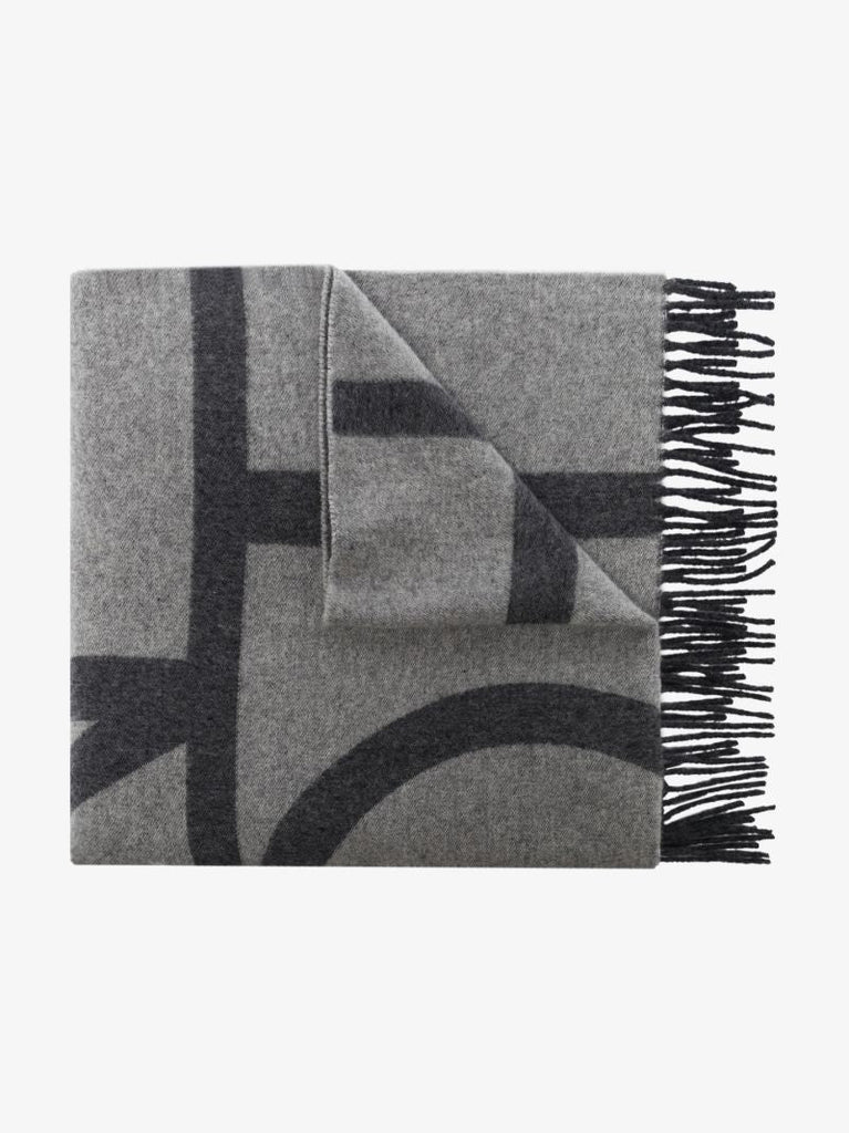 Grey Monogram Virgin Wool Scarf