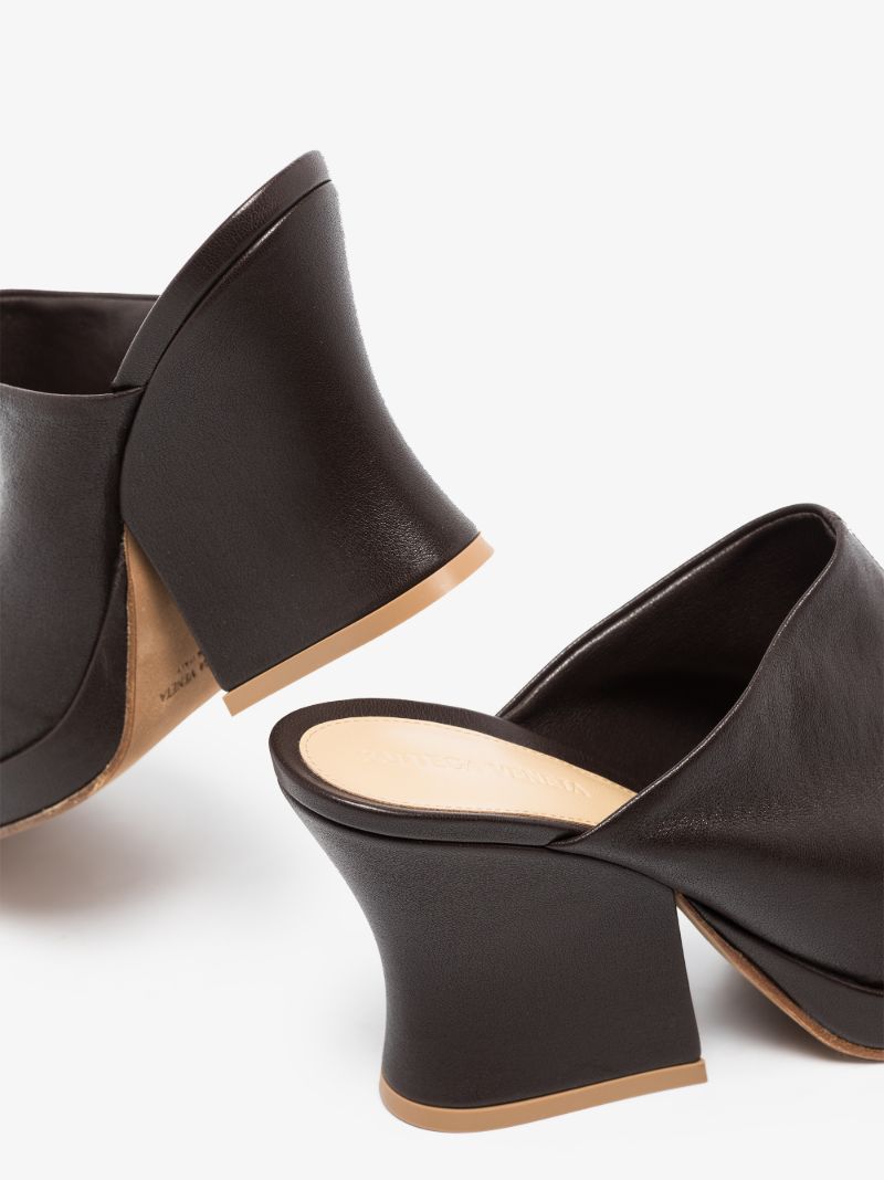 Black Wedge 90 Leather Platform Mules