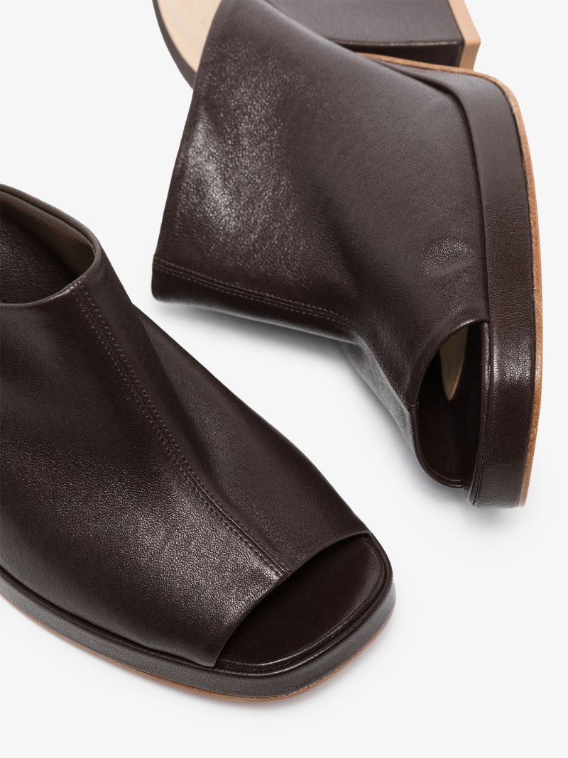 Black Wedge 90 Leather Platform Mules