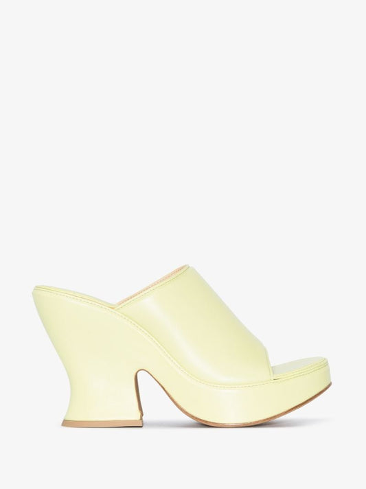 Yellow Wedge 115 Leather Platform Mules