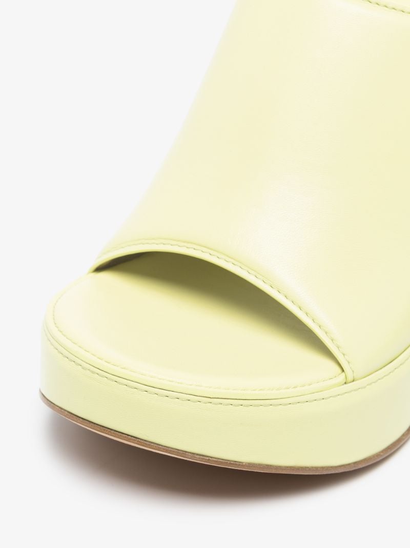 Yellow Wedge 115 Leather Platform Mules