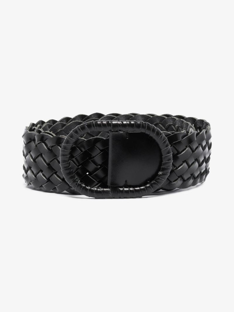 Black Braided Wide Leather Belt