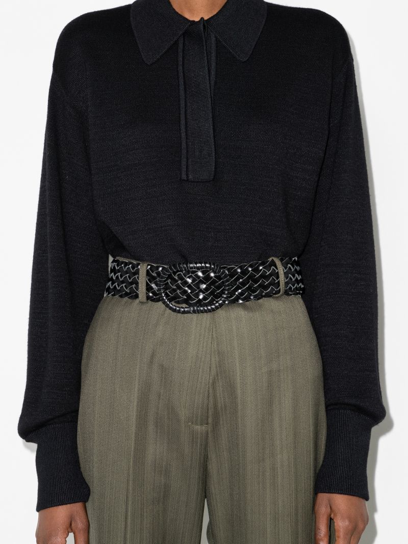 Black Braided Wide Leather Belt