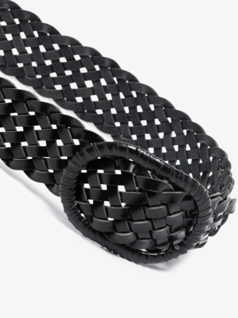 Black Braided Wide Leather Belt