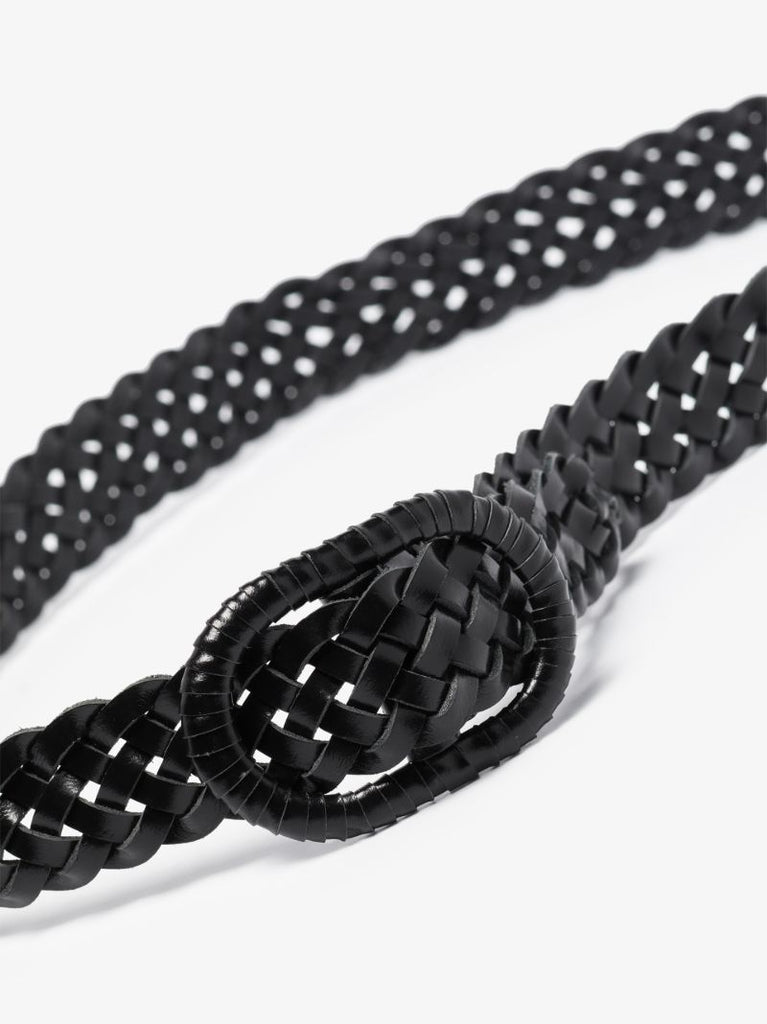 Black Braided Leather Belt