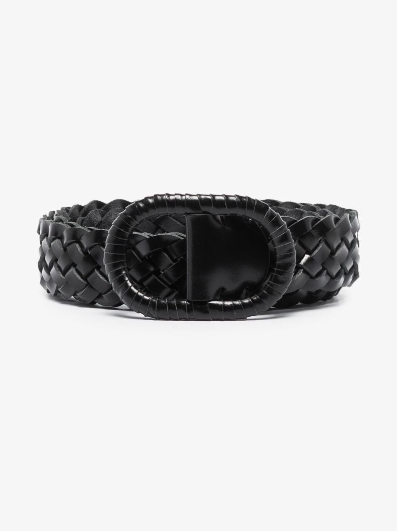Black Braided Leather Belt