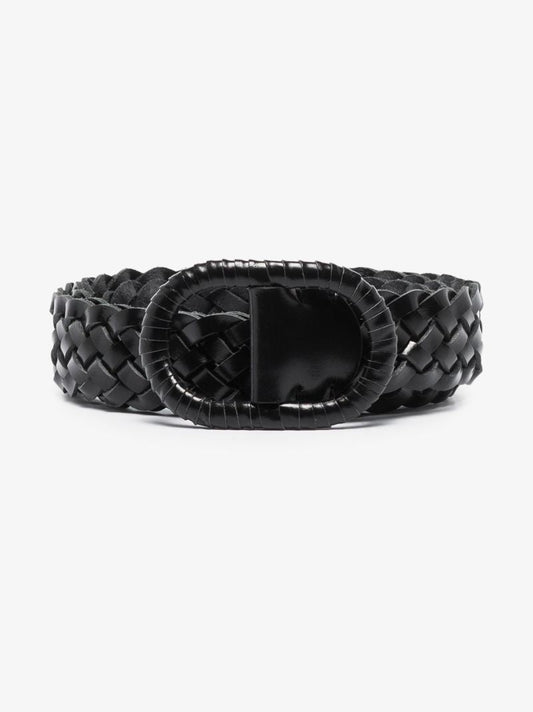 Black Braided Leather Belt