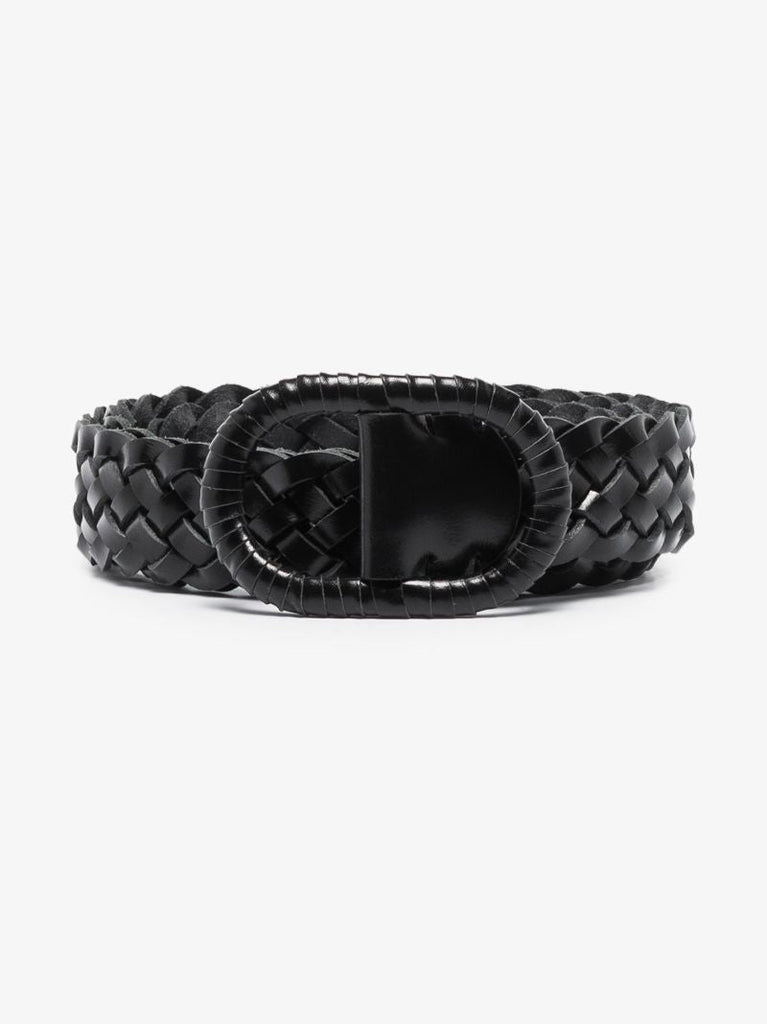 Black Braided Leather Belt