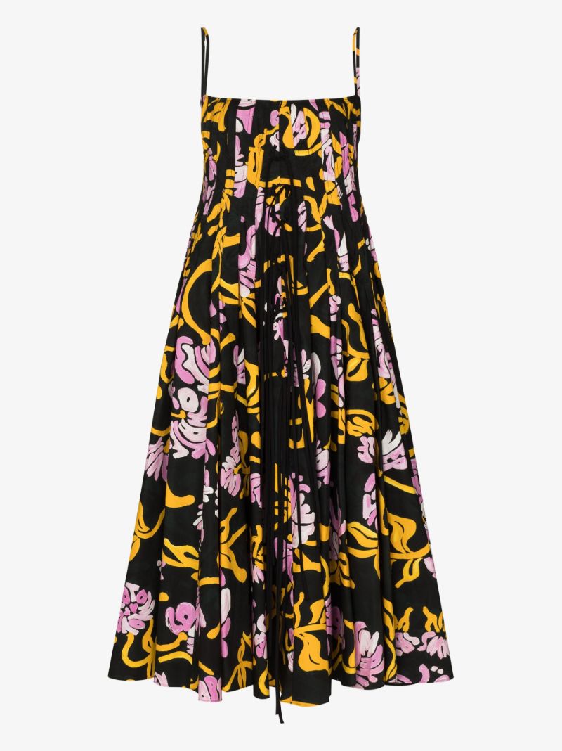 Floral Print Cotton Midi Dress